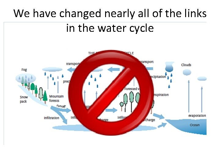 We have changed nearly all of the links in the water cycle 