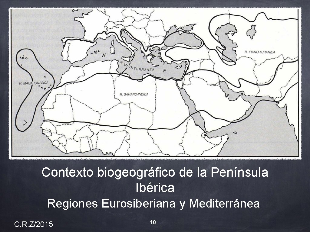 Contexto biogeográfico de la Península Ibérica Regiones Eurosiberiana y Mediterránea C. R. Z/2015 18