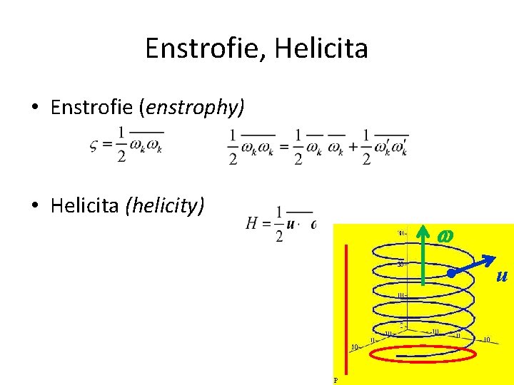 Enstrofie, Helicita • Enstrofie (enstrophy) • Helicita (helicity) w u 