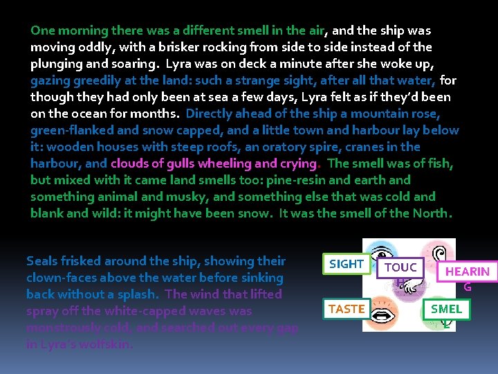 One morning there was a different smell in the air, and the ship was