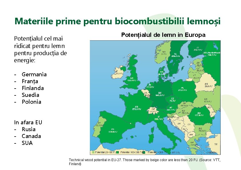 Materiile prime pentru biocombustibilii lemnoși Potențialul cel mai ridicat pentru lemn pentru producția de