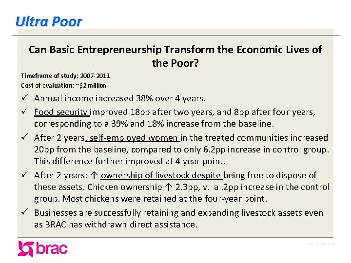Ultra Poor Can Basic Entrepreneurship Transform the Economic Lives of the Poor? Timeframe of