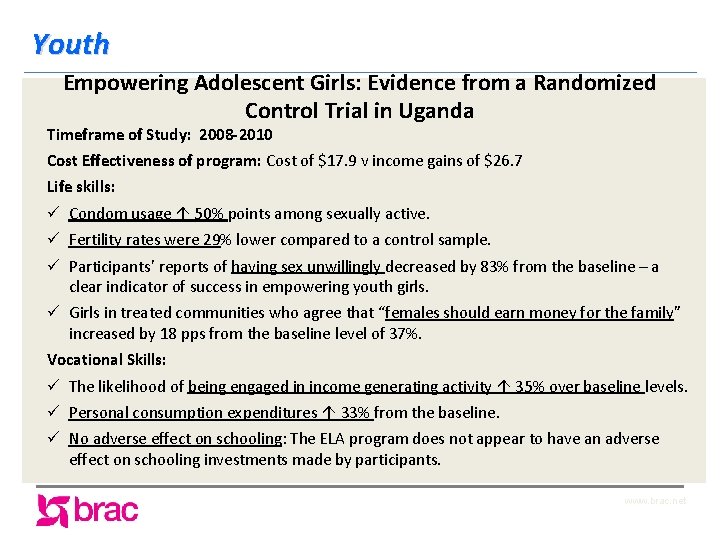 Youth Empowering Adolescent Girls: Evidence from a Randomized Control Trial in Uganda Timeframe of