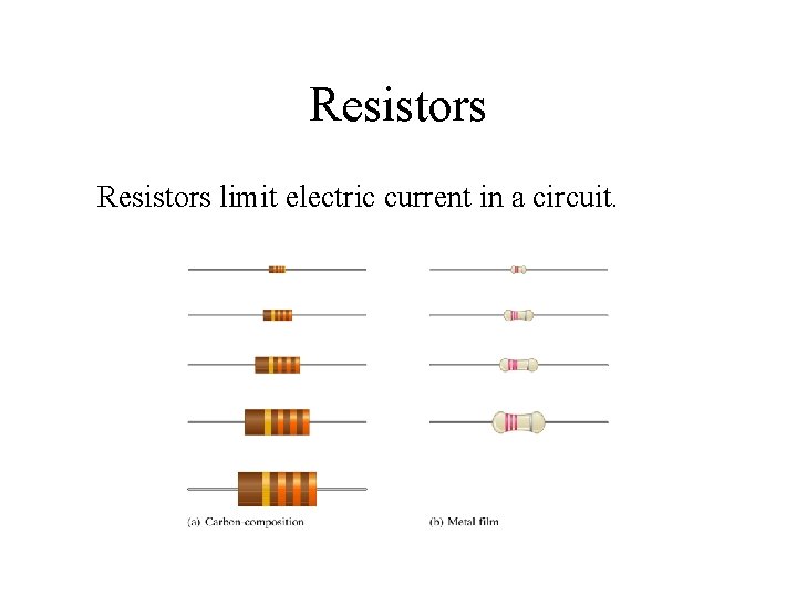 Resistors limit electric current in a circuit. 