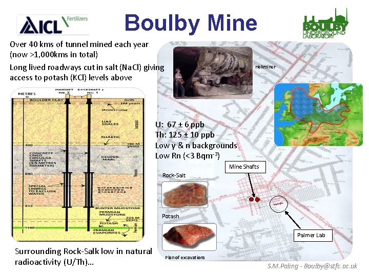 Boulby Mine Over 40 kms of tunnel mined each year (now >1, 000 kms
