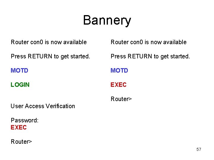 Bannery Router con 0 is now available Press RETURN to get started. MOTD LOGIN