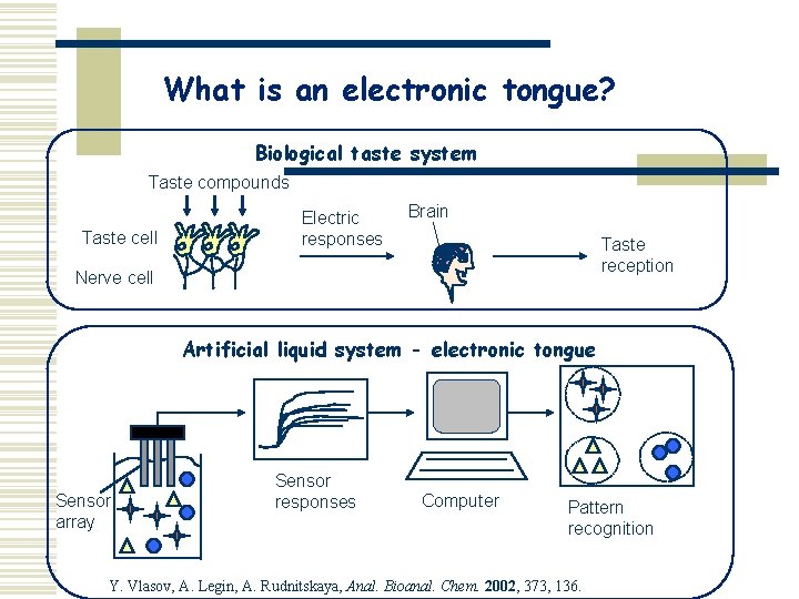 What is an electronic tongue? Biological taste system Taste compounds Taste cell Electric responses