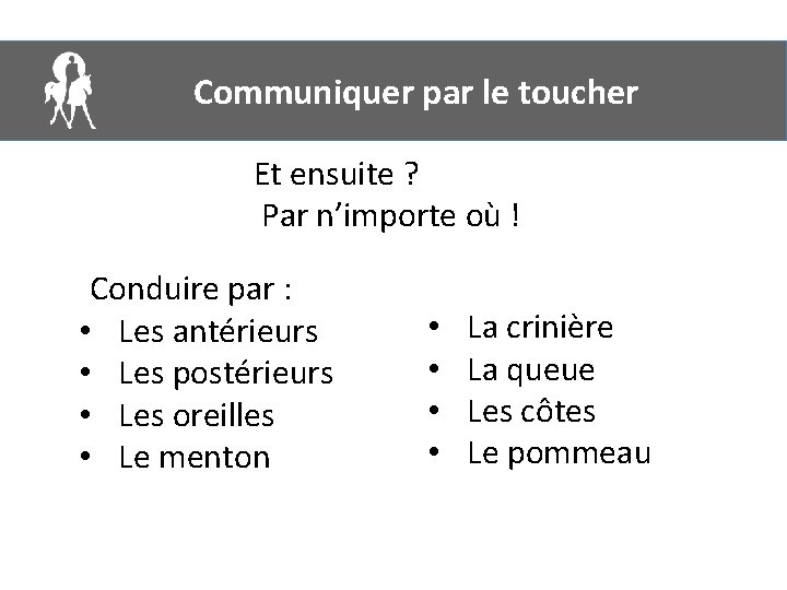 Communiquer par le toucher Et ensuite ? Par n’importe où ! Conduire par :