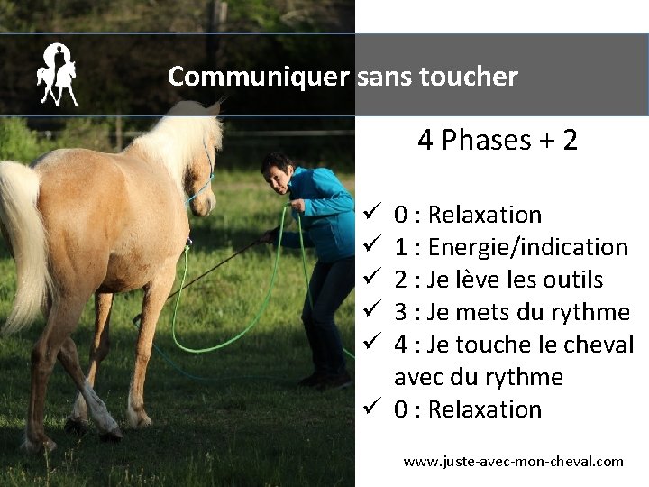 Communiquer sans toucher 4 Phases + 2 0 : Relaxation 1 : Energie/indication 2