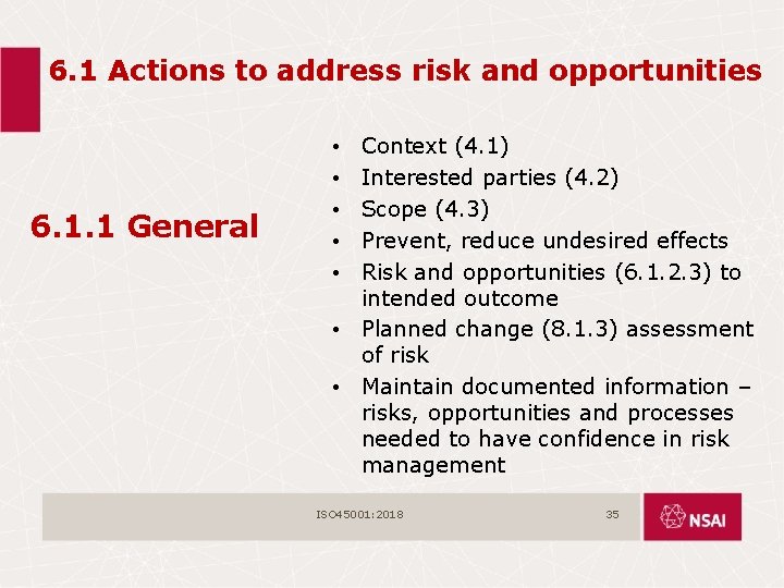 6. 1 Actions to address risk and opportunities 6. 1. 1 General Context (4.