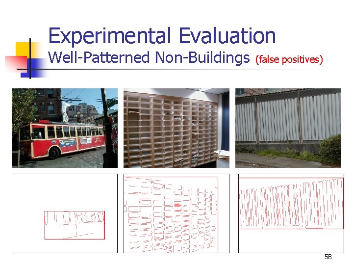 Experimental Evaluation Well-Patterned Non-Buildings (false positives) 58 