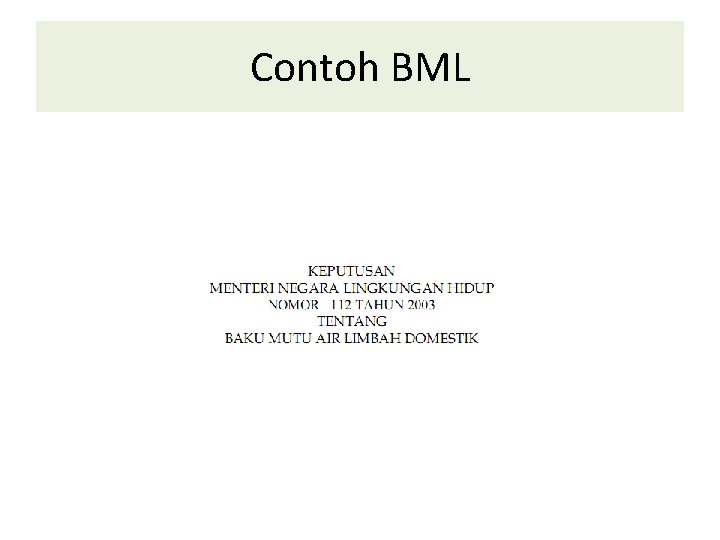 Contoh BML 