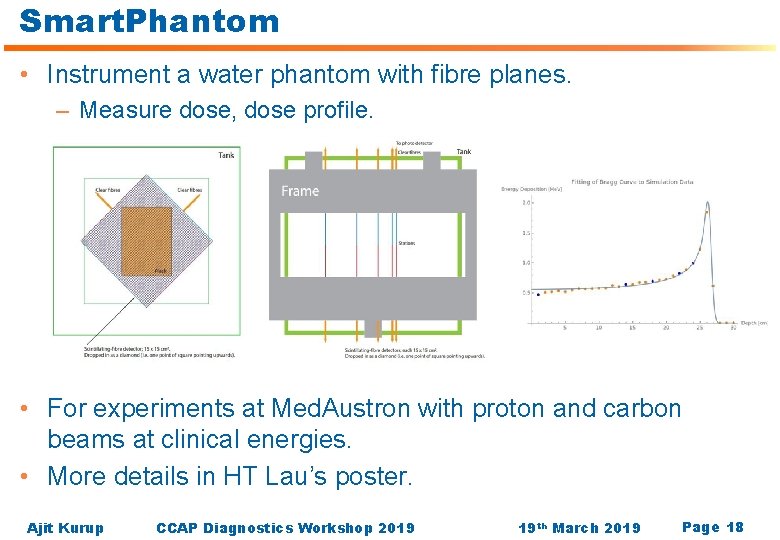 Smart. Phantom • Instrument a water phantom with fibre planes. – Measure dose, dose