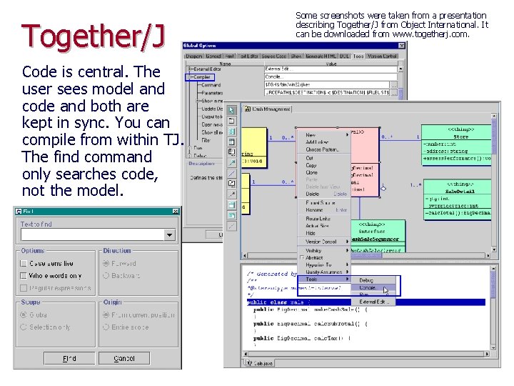 Together/J Code is central. The user sees model and code and both are kept