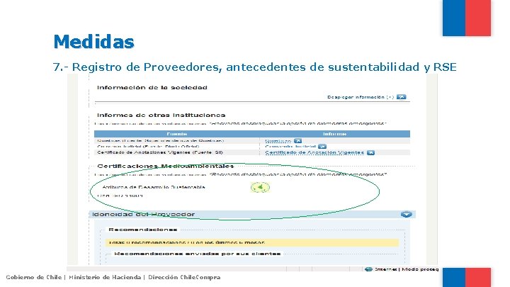 Medidas 7. - Registro de Proveedores, antecedentes de sustentabilidad y RSE Gobierno de Chile