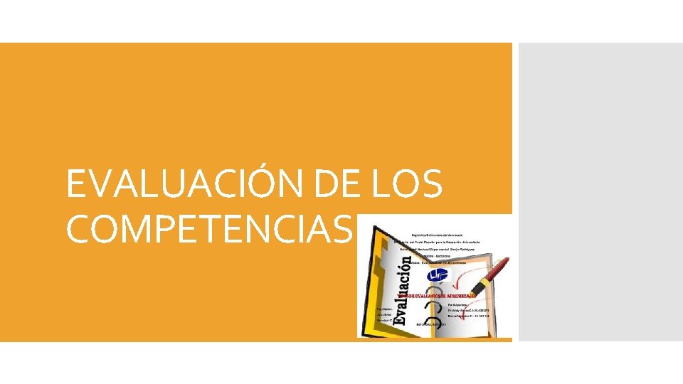 EVALUACIÓN DE LOS COMPETENCIAS 