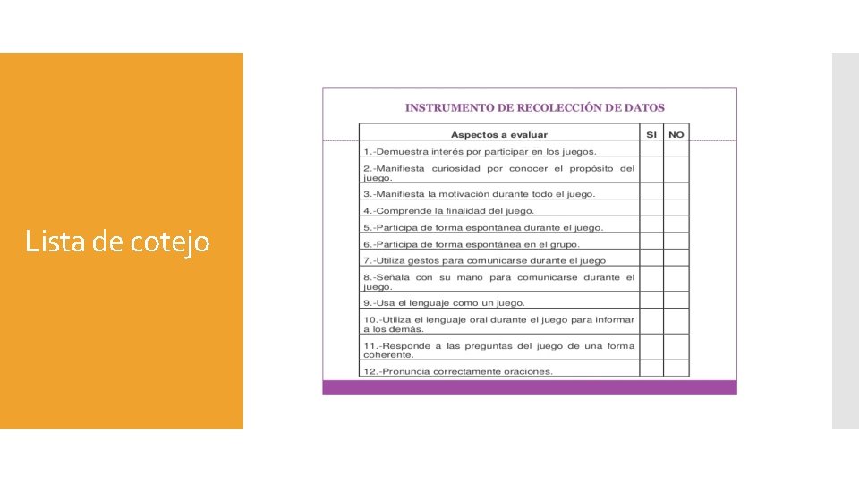 Lista de cotejo 