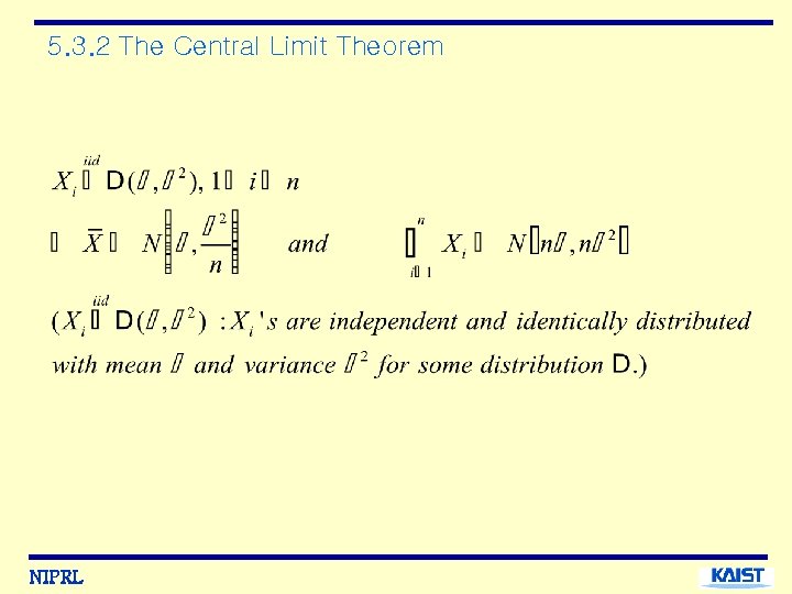 5. 3. 2 The Central Limit Theorem NIPRL 
