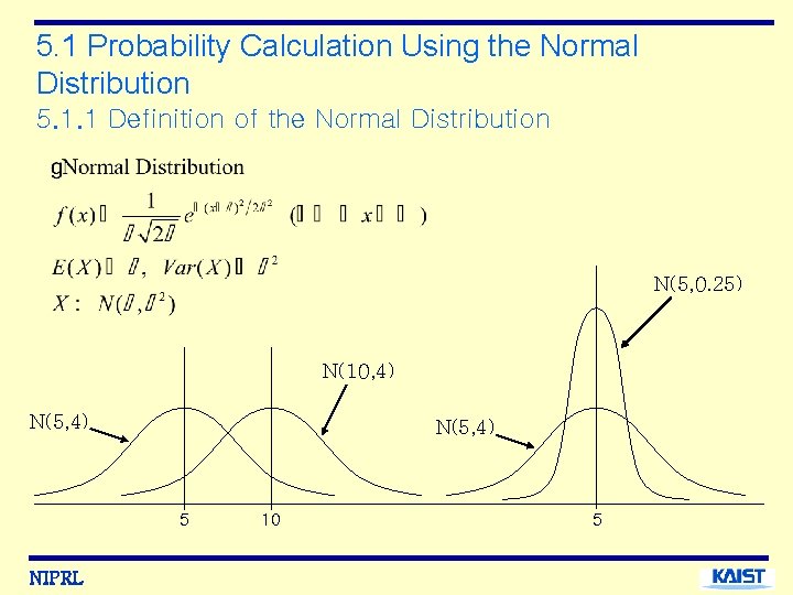 5. 1 Probability Calculation Using the Normal Distribution 5. 1. 1 Definition of the