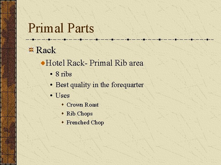 Primal Parts Rack Hotel Rack- Primal Rib area • 8 ribs • Best quality