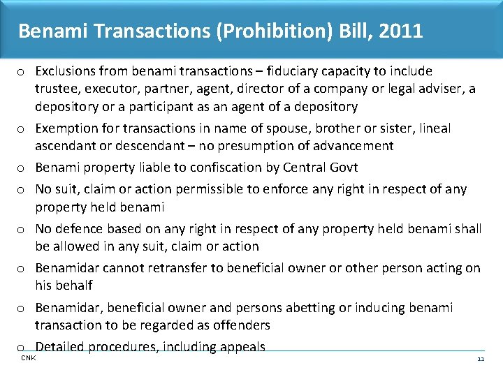 Benami Transactions (Prohibition) Bill, 2011 o Exclusions from benami transactions – fiduciary capacity to