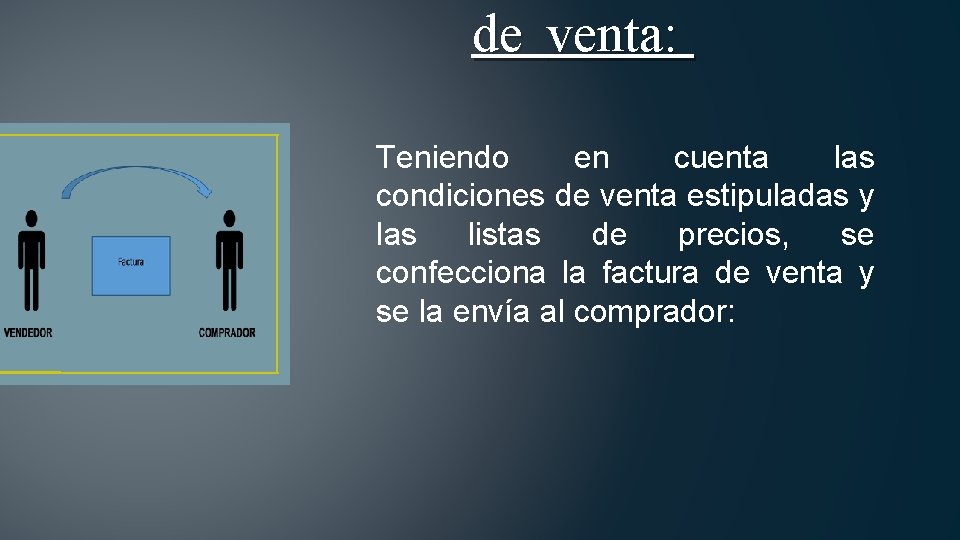 de venta: Teniendo en cuenta las condiciones de venta estipuladas y las listas de