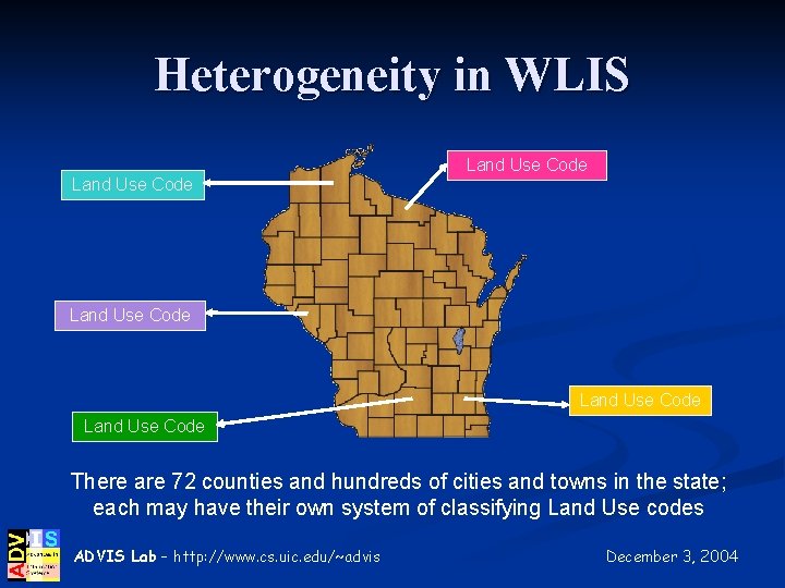 Heterogeneity in WLIS Land Use Code Land Use Code There are 72 counties and