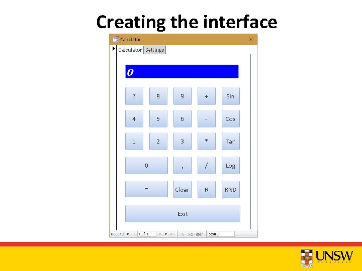 Creating the interface 