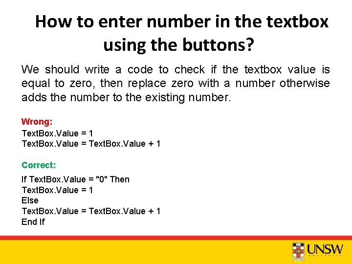 How to enter number in the textbox using the buttons? We should write a