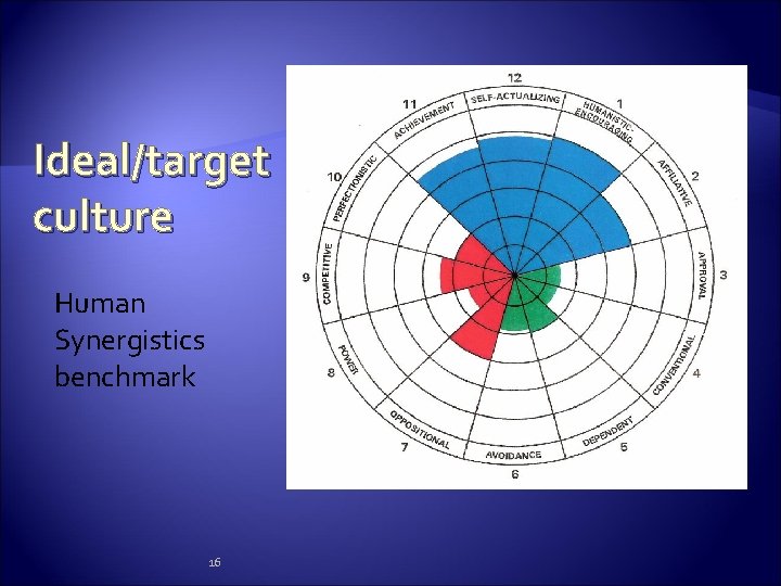 Ideal/target culture Human Synergistics benchmark 16 