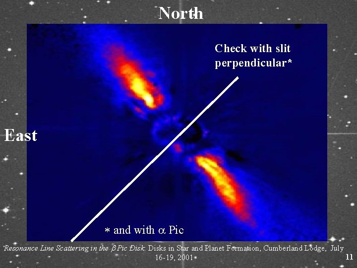 North Check with slit perpendicular* East and with Pic Resonance Line Scattering in the