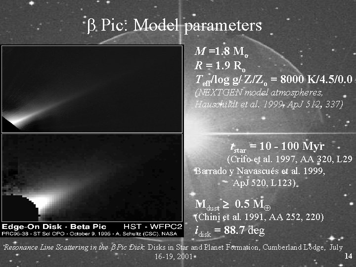 b Pic: Model parameters M =1. 8 Mo R = 1. 9 Ro Teff/log