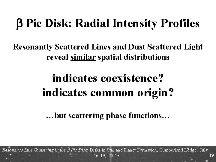 b Pic Disk: Radial Intensity Profiles Resonantly Scattered Lines and Dust Scattered Light reveal