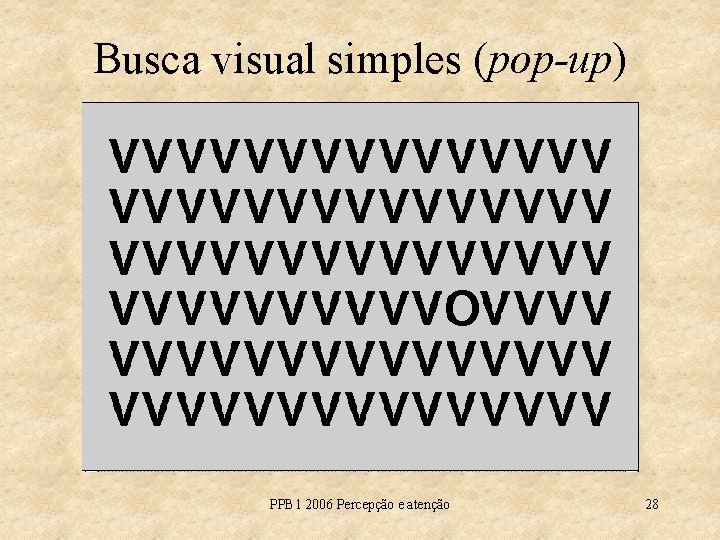 Busca visual simples (pop-up) PPB 1 2006 Percepção e atenção 28 