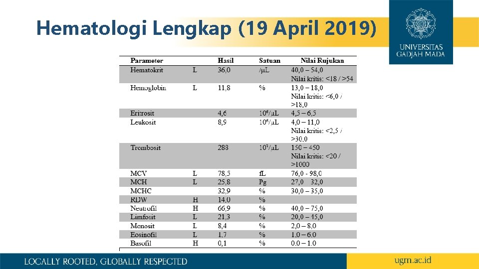 Hematologi Lengkap (19 April 2019) 