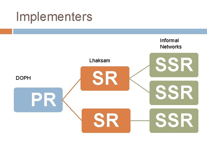 Implementers Informal Networks Lhaksam DOPH SR PR SR SSR SSR 