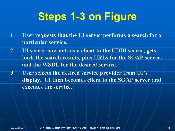 Steps 1 -3 on Figure 1. 2. 3. User requests that the UI server