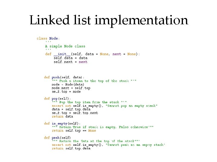 Linked list implementation 