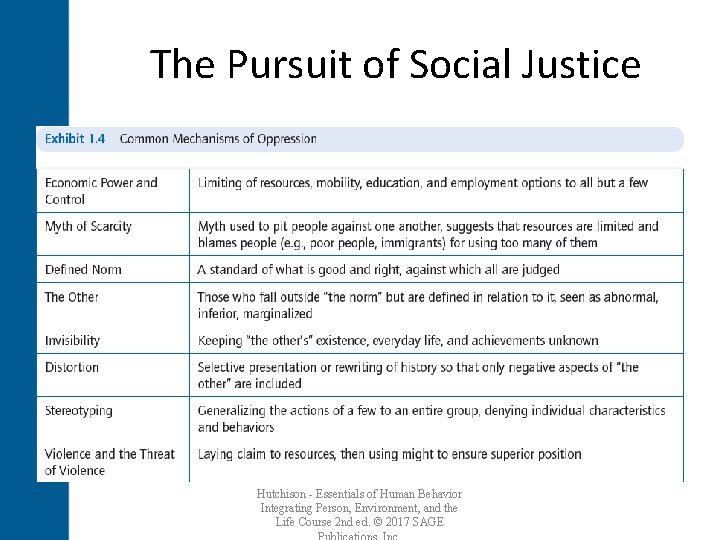 The Pursuit of Social Justice Hutchison - Essentials of Human Behavior Integrating Person, Environment,