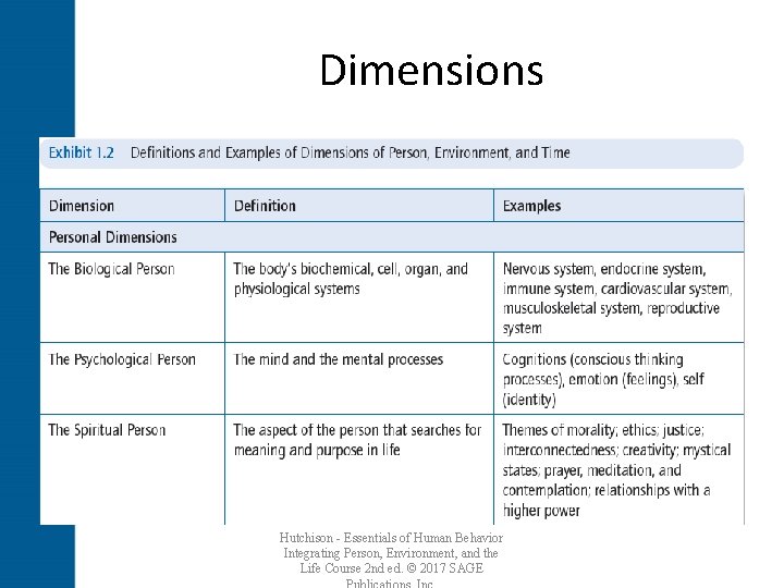Dimensions Hutchison - Essentials of Human Behavior Integrating Person, Environment, and the Life Course