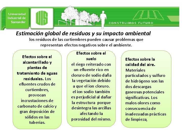 Estimación global de residuos y su impacto ambiental los residuos de las curtiembres pueden