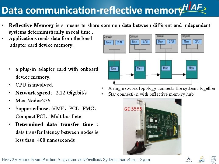 Data communication-reflective memory • Reflective Memory is a means to share common data between Data communication-reflective memory • Reflective Memory is a means to share common data between