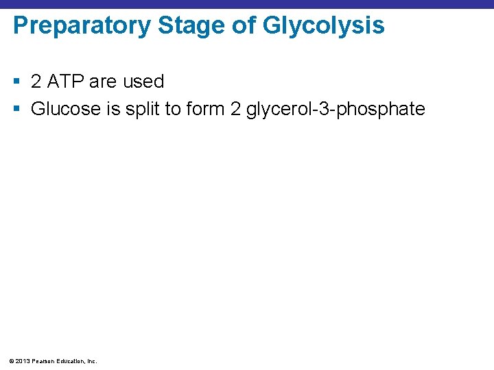 Preparatory Stage of Glycolysis § 2 ATP are used § Glucose is split to
