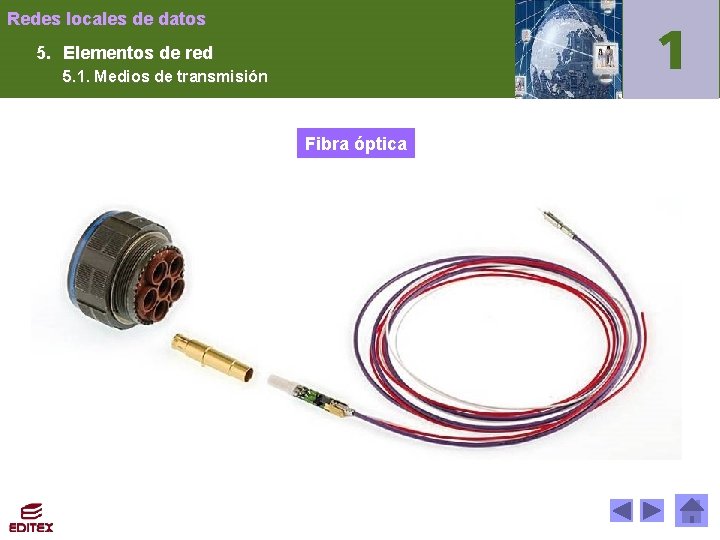 Redes locales de datos 5. Elementos de red 5. 1. Medios de transmisión Fibra