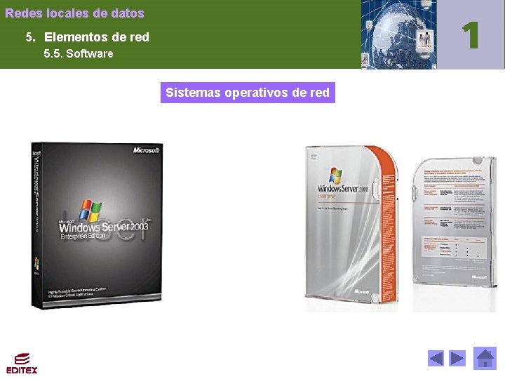 Redes locales de datos 5. Elementos de red 5. 5. Software Sistemas operativos de