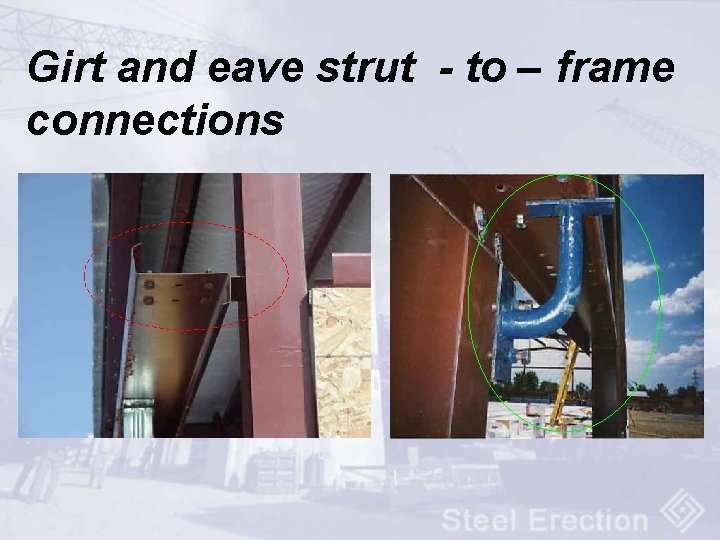 Girt and eave strut - to – frame connections 