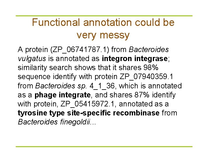 Functional annotation could be very messy A protein (ZP_06741787. 1) from Bacteroides vulgatus is