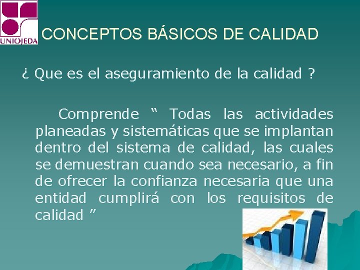 CONCEPTOS BÁSICOS DE CALIDAD ¿ Que es el aseguramiento de la calidad ? Comprende