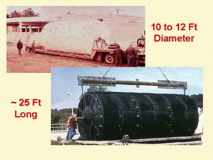 10 to 12 Ft Diameter ~ 25 Ft Long 