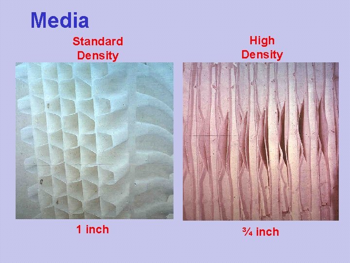 Media Standard Density High Density 1 inch ¾ inch 